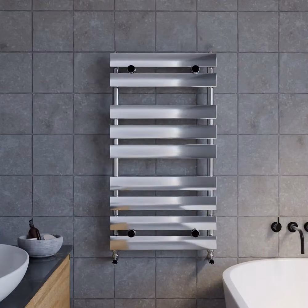 Balterley Contemporary Heated Towel Rail with 9 Flat Panels, Silver, W/H: 50 x 95 cm – 2