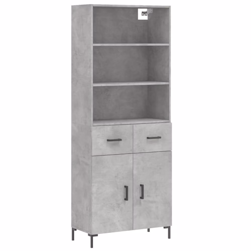 Berkfield Home Highboard in Concrete Grey, W/D/H: 69.5 x 34 x 180 cm – 3
