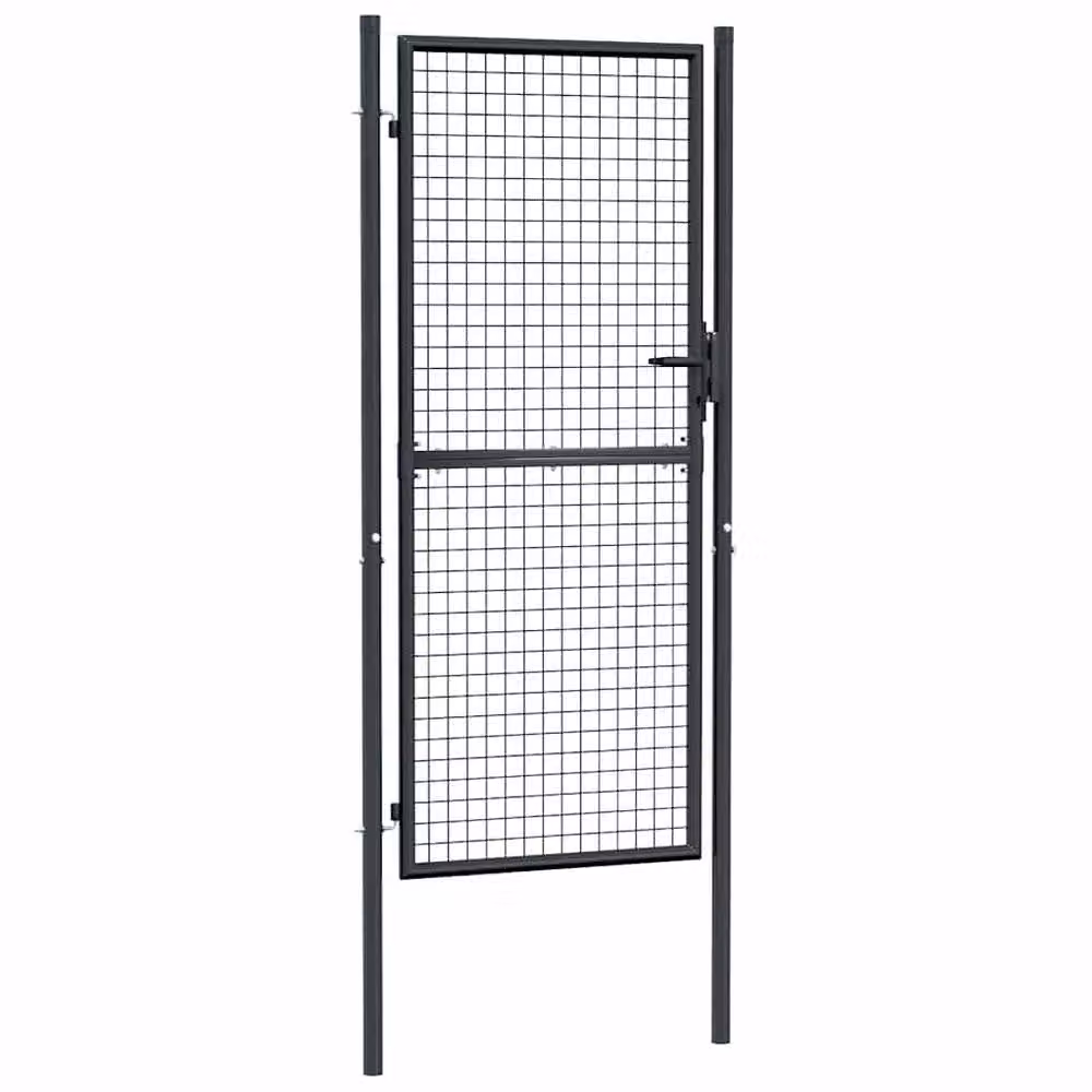 Berkfield Home Mesh Garden Gate in Galvanised Steel, Grey and Anthracite, W: 100 cm, H: 250 cm – 2