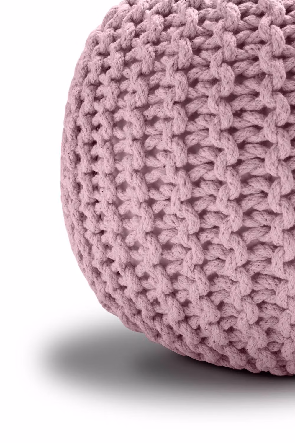 Snug City Pink Chunky Knitted Round Cotton Pouffe Ottoman Footstool – 3