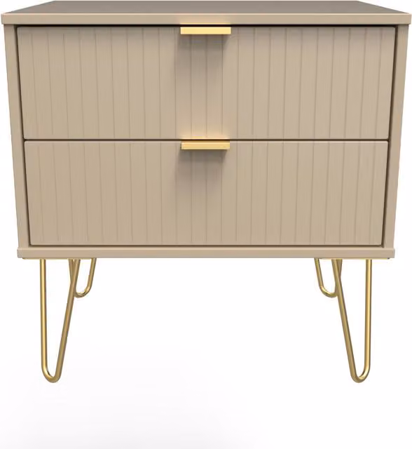2 U Bexley 2 Drawer Side Table in Light Brown and Gold – 1