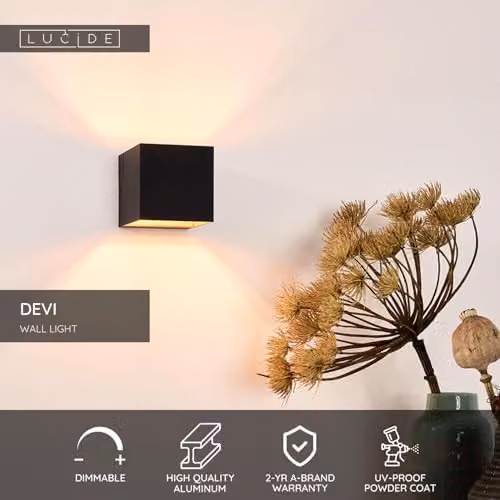Lucide Devi Modern Black Aluminium Up and Down Wall Light with G9 LED Compatibility – 2