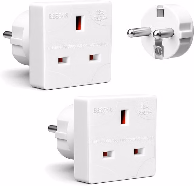 Desiretech EU Travel Adaptor, 2 Pack, White