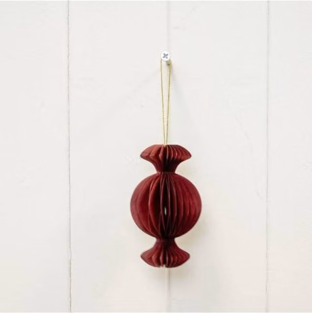 KDMD Set of 3 Claret Red Vintage Candy Christmas Baubles