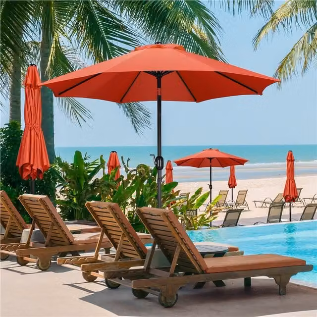 Yaheetech 2.7m Patio Market Umbrella with 8 Ribs, Tilt and Crank Function, Orange