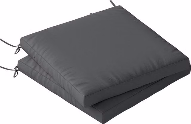Outsunny Set of 2 Waterproof Outdoor Seat Cushions with Ties, Dark Grey Rectangular Foam Garden Seat Pads with Removable Washable Covers