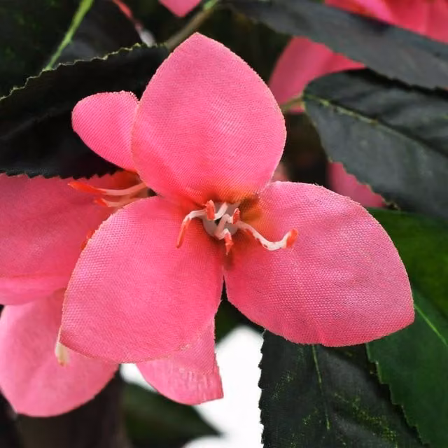 Berkfield Home Artificial Rhododendron Plant with Pot, Green and Pink, Height: 155 cm