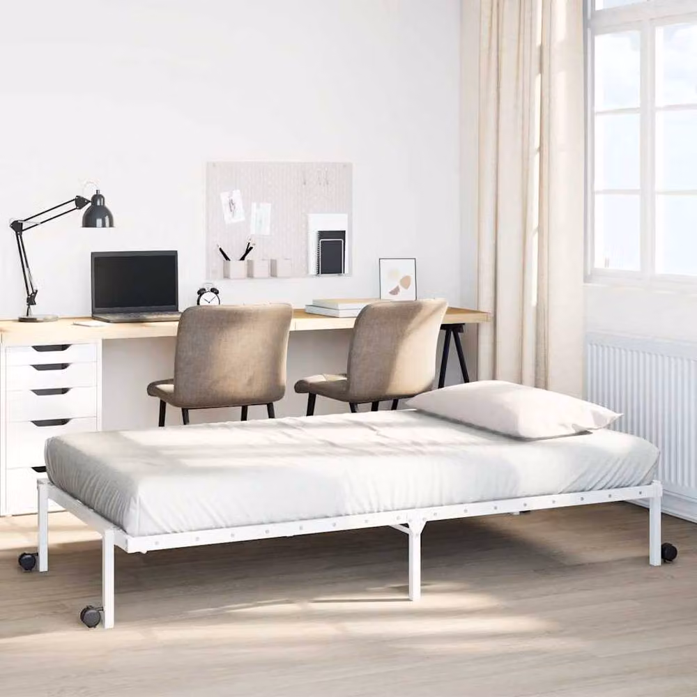 Berkfield Home Foldable Metal Bed Frame in White, W/D/H: 100 x 190 cm – 2