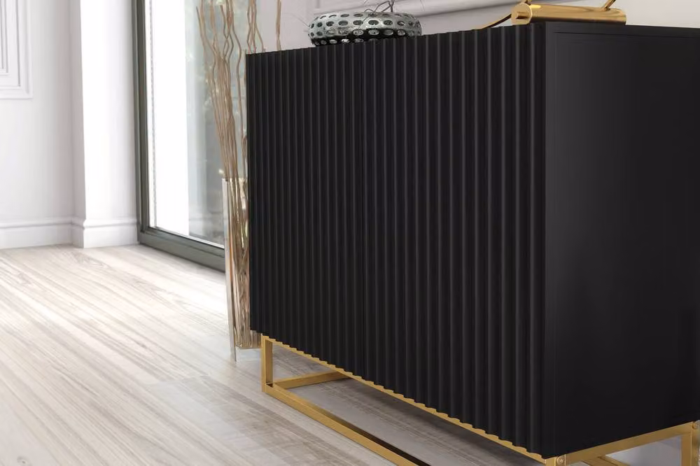 Creative Furniture Ripple Sideboard in Black and Gold, Modern Fluted Design, W/D/H: 100 x 35 x 80 cm – 5