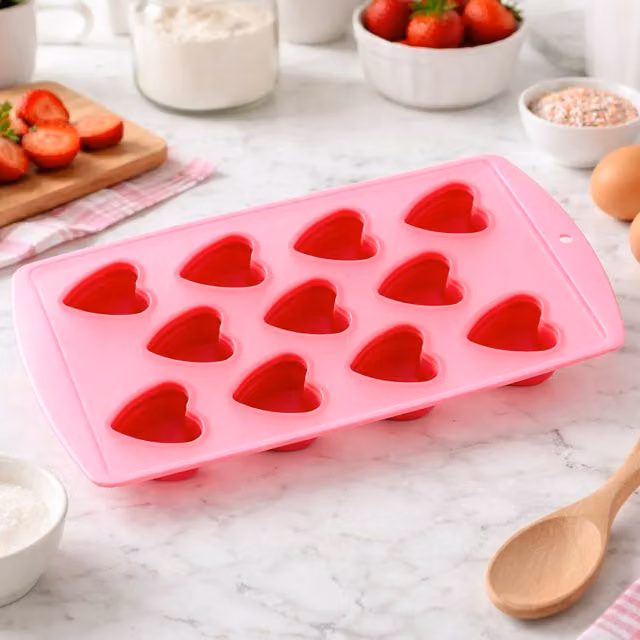 Orsina 11 Heart Shaped Ice Cube Tray in Red and Pink