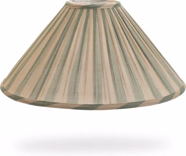 House of Hackney Artist's Stripe Sheer Pleated Cone Lampshade in Sap and Alabaster Multicolour