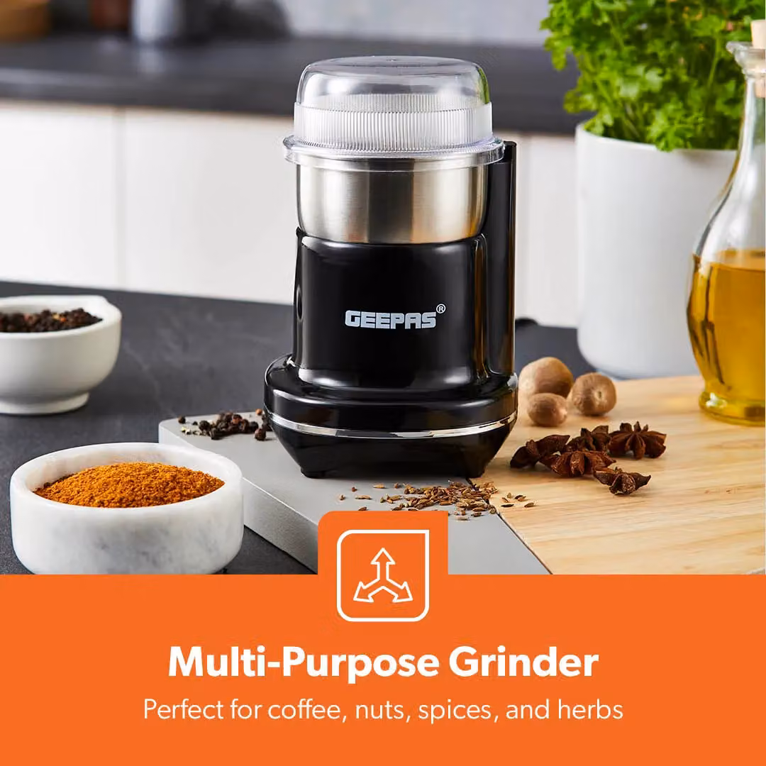 Geepas 200W Electric Coffee and Spice Grinder in Black with Stainless Steel and Glass Components – 5