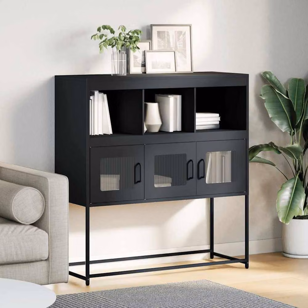 Berkfield Home Anthracite Industrial Sideboard in Dark Grey Metal, W/D/H: 100.5 x 39 x 107 cm – 2