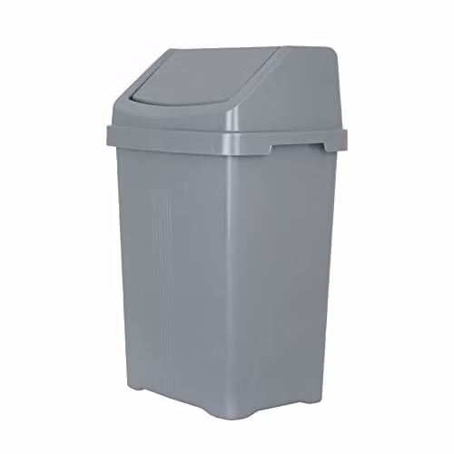 Wham 50L Plastic Swing Bin in Silver and Grey, W/D/H: 40.0 x 33.0 x 66.5 cm – 1