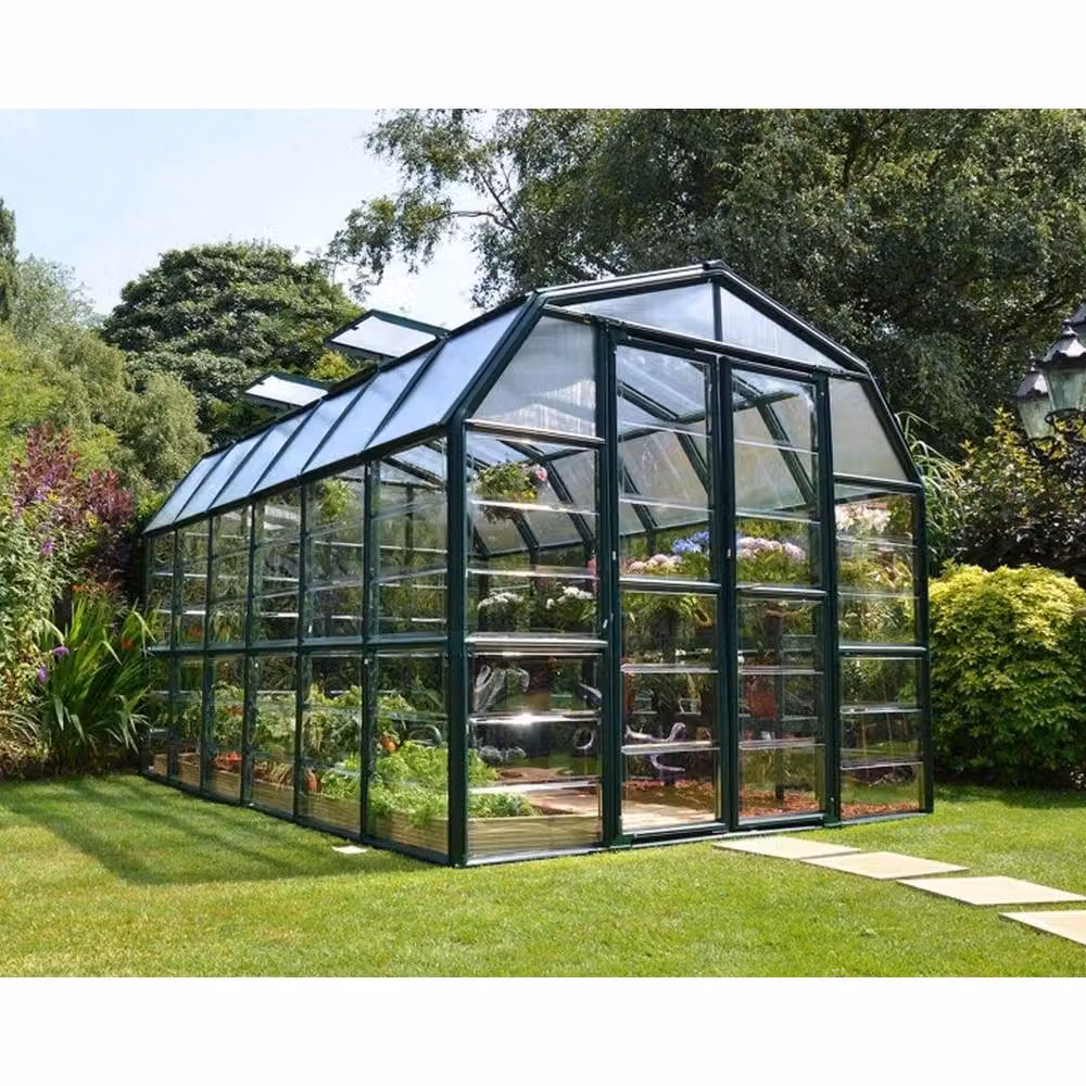 Palram Grand Gardener Greenhouse with Green Resin Frame and Transparent Polycarbonate Panels, W: 264.7 cm, H: 238.2 cm – 7