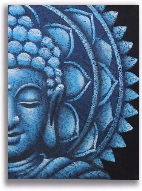 KDMD Blue Half Buddha Mandala Canvas Wall Hanging, W: 60 cm, H: 80 cm