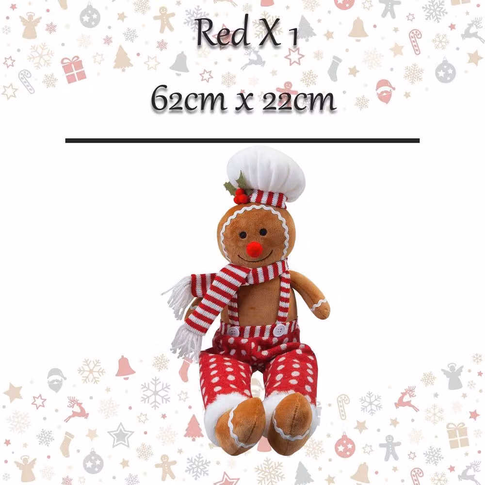 VFM e-Store Christmas Gingerbread Man Decoration in Red and Multicolour, H 62 cm x W 22 cm – 2