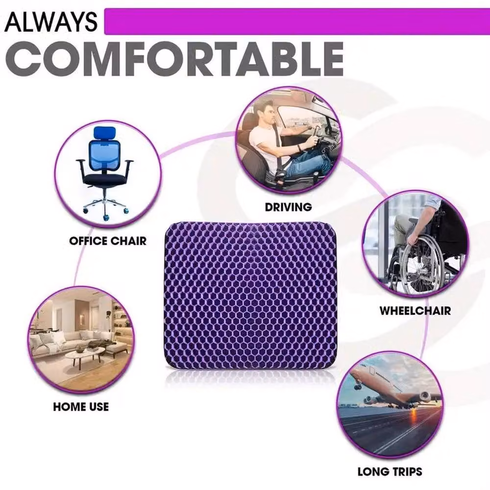 KORVIXA Double Thick Purple Gel Seat Chair Cushion, W: 100 cm x L: 190 cm – 2
