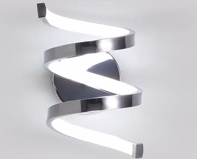 Goeco Modern Silver LED Spiral Wall Light, 20W Cool White 6500K, Metal Up and Down Arc Lamp