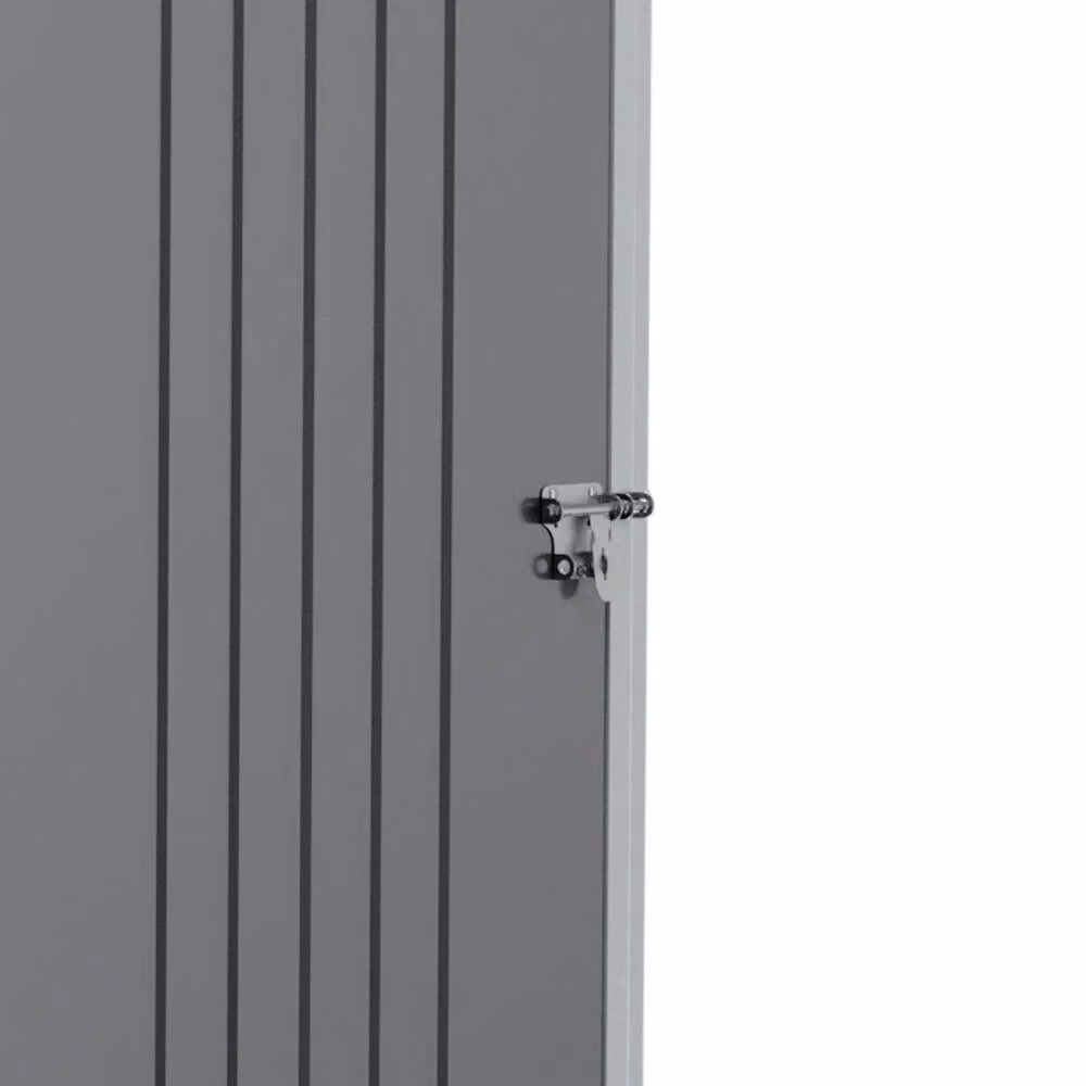 FORGEVIO Grey Galvanised Steel Pent Garden Storage Shed with Double Doors and Rain Gutter, H 180.6 cm x W 94.0 cm x D 91.44 cm – 2