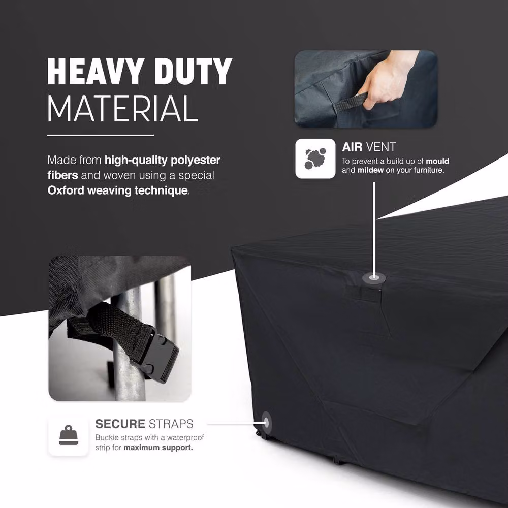 Keplin Waterproof Outdoor Sofa Cover in Black or Grey, W/D/H: 180 x 120 x 74 cm – 3