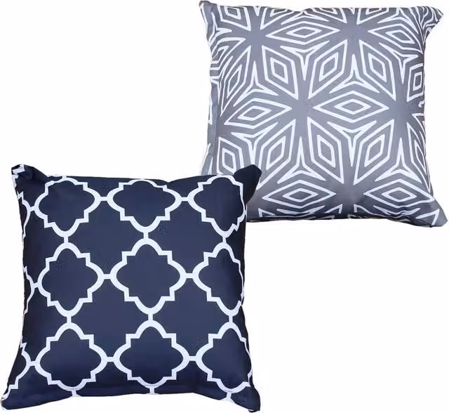Oseasons Cool Breeze Scatter Cushion Assortment (Pack of 2) - Decorative Square Plush Throw Cushions in Grey, White and Blue, W/D/H: 45 x 45 x 45 cm – 1