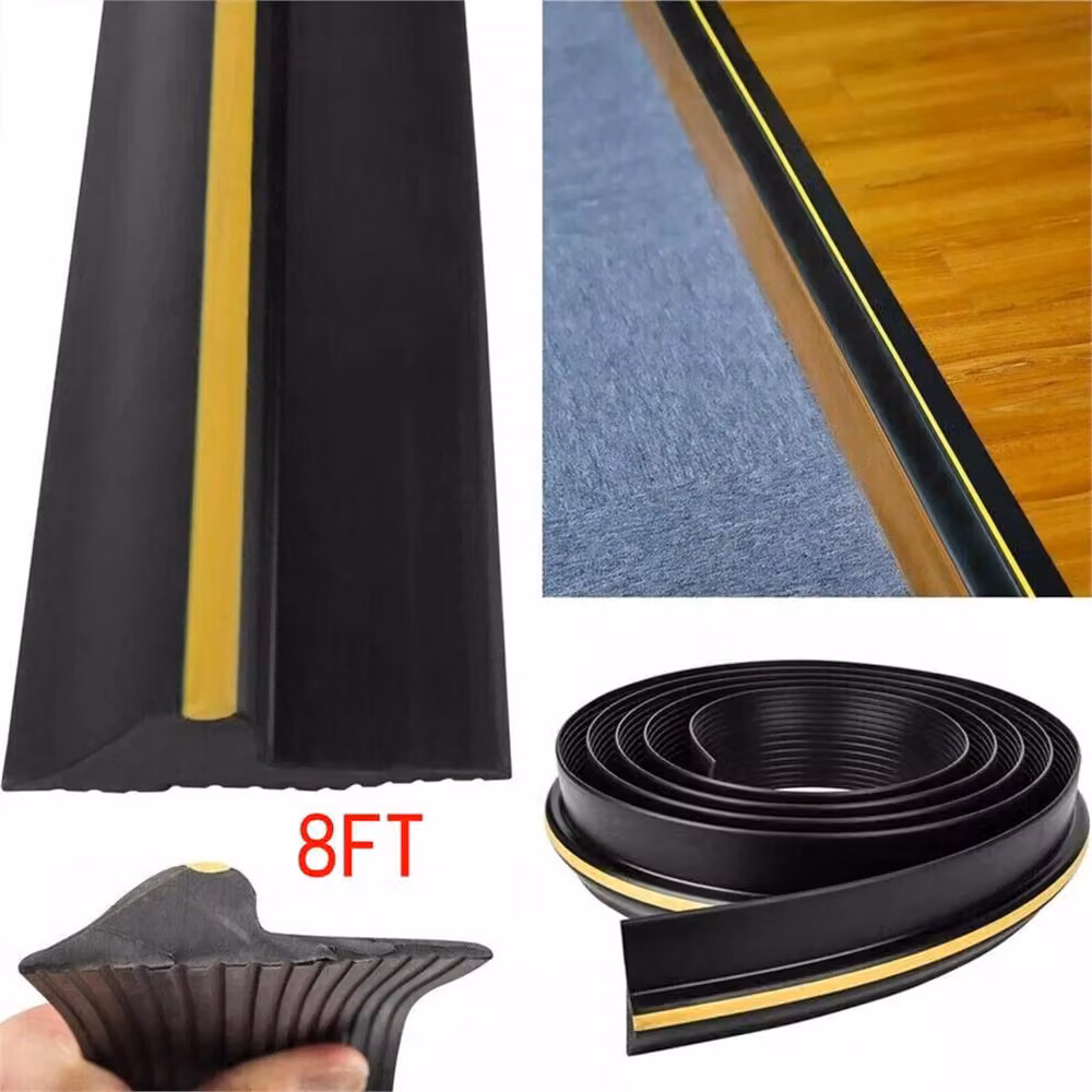 VOGREX 8ft EPDM Rubber Garage Door Weather Seal Threshold Floor Strip, Black – 3