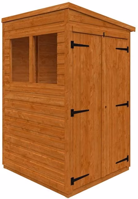 Buttercup Farm 4x4 Flex Pent Double Door 12mm Wood Chicken Coop in Burnt Orange, L123.8 x W115 x H203 cm