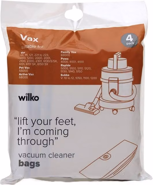 Vax Vacuum Cleaner Bags, White, Pack of 4