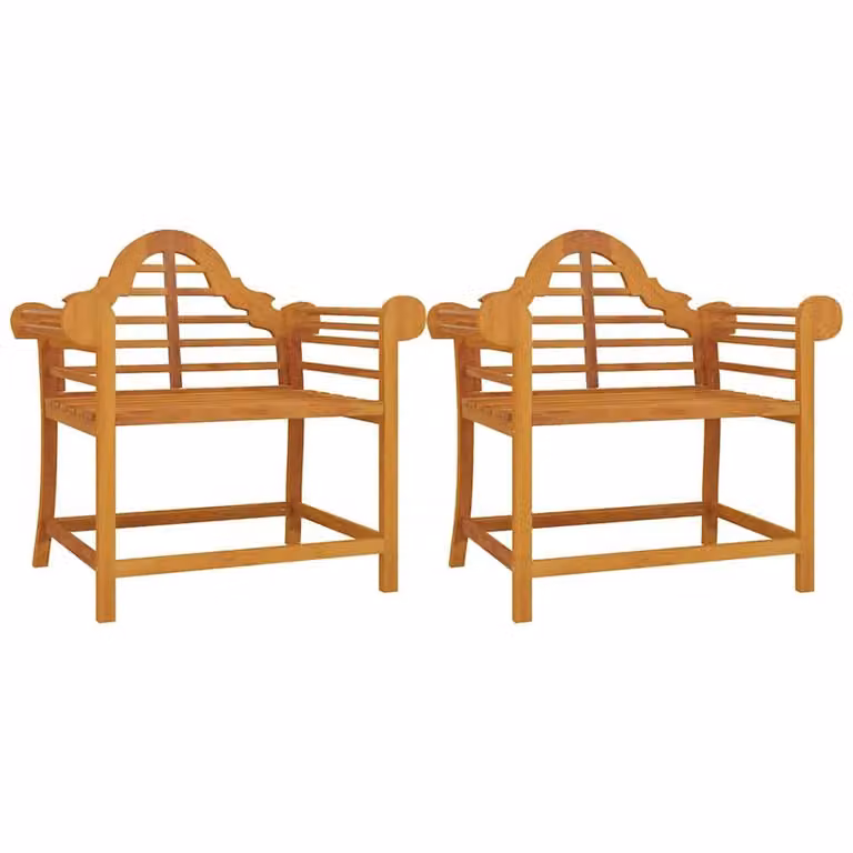 Berkfield Home Beautiful Garden Chairs, Set of 2, Brown Lacquered Solid Teak Wood, H 94 x W 62 x D 91 cm