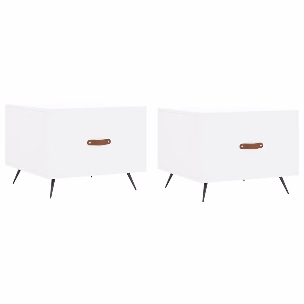 Berkfield Home Set of 2 White Square Coffee Tables in Engineered Wood, W/D/H: 50 x 50 x 40 cm – 2