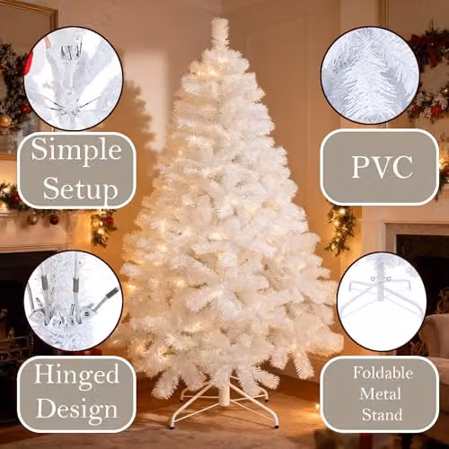 Shatchi White Alaskan Pine Artificial Christmas Tree – 3