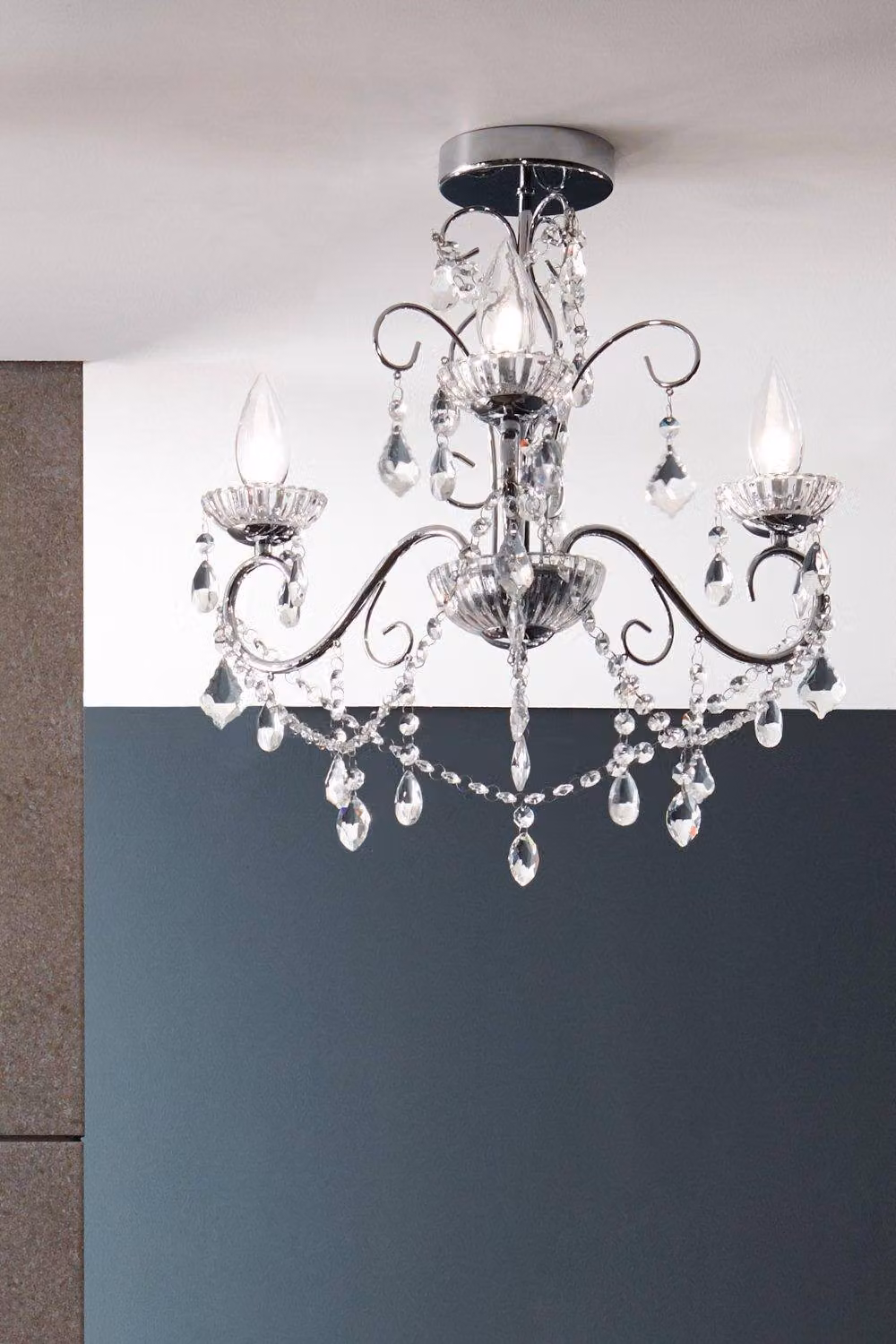 BHS Lighting Small Daphne Crystal Chandelier in Chrome Silver – 2