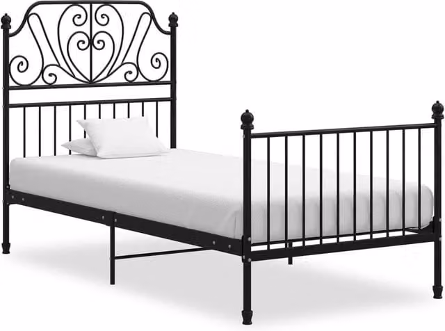 Berkfield Home Black Metal Bed Frame W/D/H: 90 x 200 cm