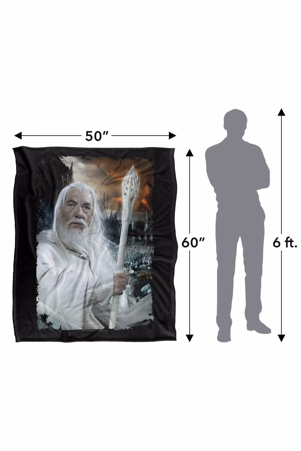 Warner Bros. The Lord Of The Rings Gandalf The White Super Soft Fleece Throw Blanket, W/D/H: 91 x 147 cm, White/Multicolour – 8
