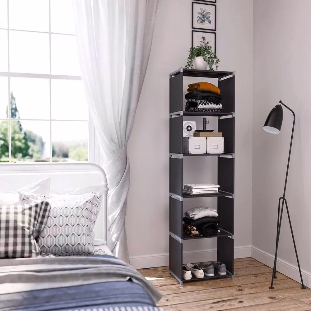 SONGMICS 5-Tier SPETLEK Storage Shelf and Bookcase in Black – 6