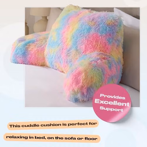 OHS Tie Dye Fluffy Fleece Reading Cushion with Arms and Backrest Support, W/D/H: 60 x 45 x 40 cm – 2