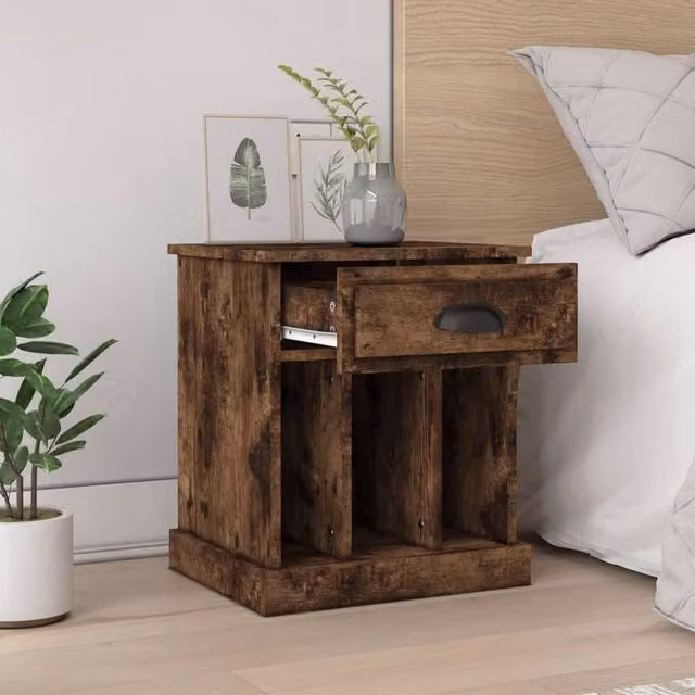 Berkfield Home Elegant Bedside Cabinets, 2 Piece Set in Smoked Oak Brown, W: 43 cm, D: 36 cm, H: 50 cm