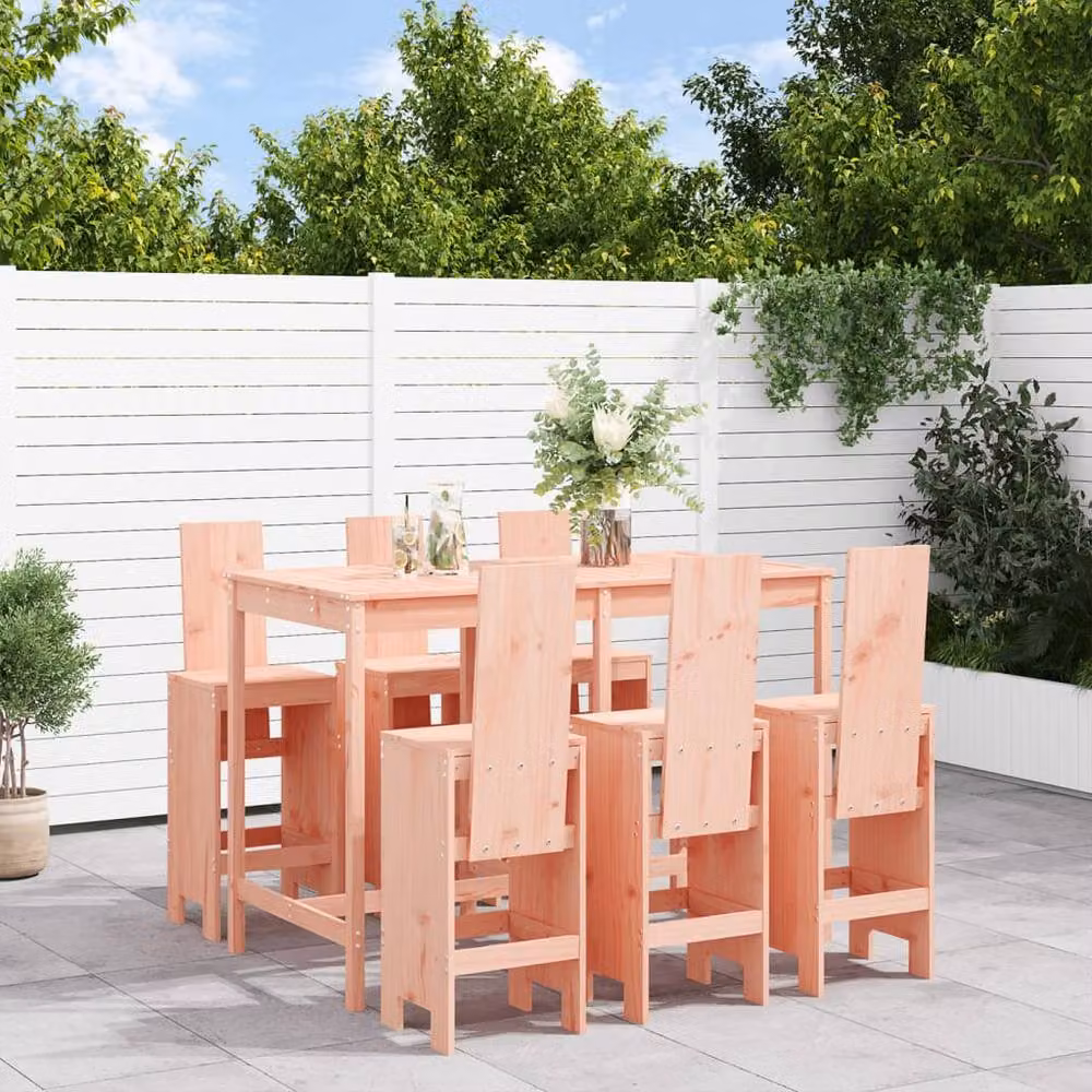 Berkfield Home 7 Piece Garden Bar Set in Brown Solid Wood – 2