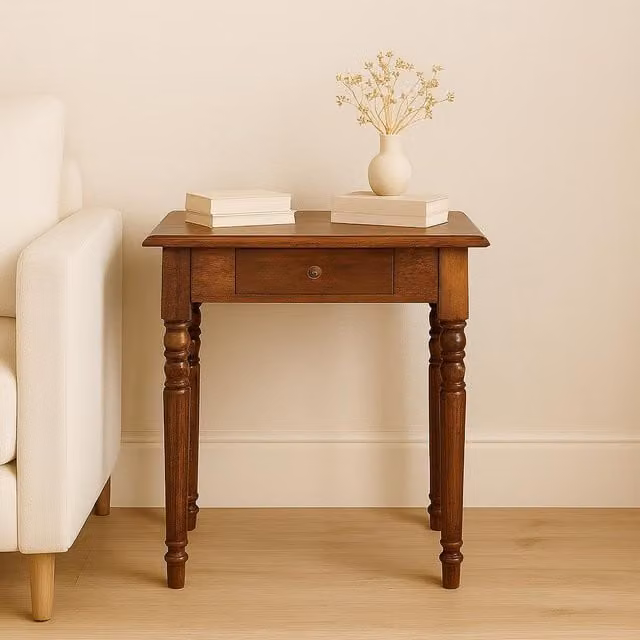 Aosom UK Solid Mango Wood Writing Desk with Drawer, Dark Brown, W/D/H: 60 x 35 x 78 cm