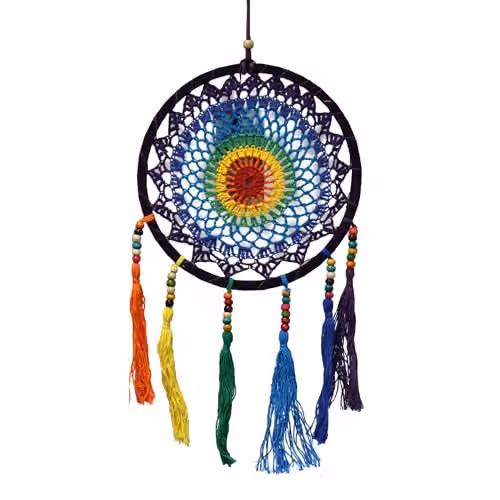 Ancient Wisdom KDMD Small Multicolour Hanging Dreamcatcher, W/H: 22 x 56 cm
