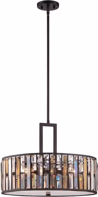 Elstead Gemma 3 Light Suspended Ceiling Pendant in Bronze with Crystal Details and E27 Bulb Holder