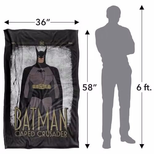 Warner Bros. Batman Caped Crusader Animated Series Super Soft Fleece Throw Blanket, Multicolour, W: 91.44 cm x D: 91.44 cm x H: 147 cm – 4