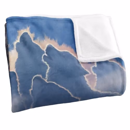 JQ Licensing Jlo Baby Wolf Howling Super Soft Silky Touch Fleece Throw Blanket, Multicolour, W: 91 cm, D: 147 cm – 2