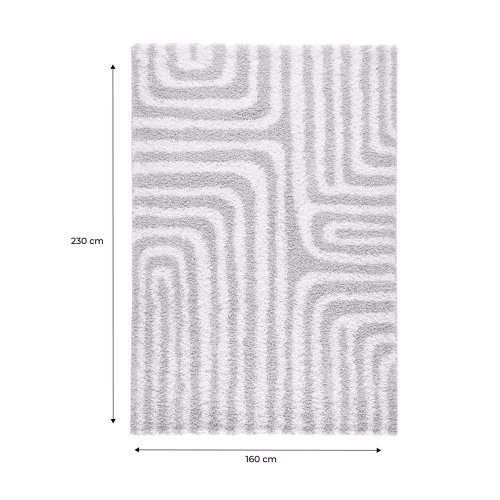 sweeek Shaggy Indoor Rug with Beige Geometric Patterns, W: 120 cm, L: 160 cm – 2