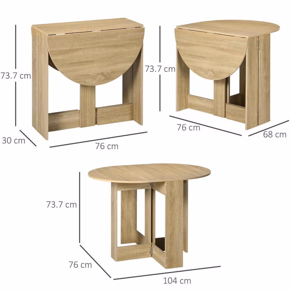 STILVORA Modern Round Drop Leaf Dining Table in Light Oak – 2