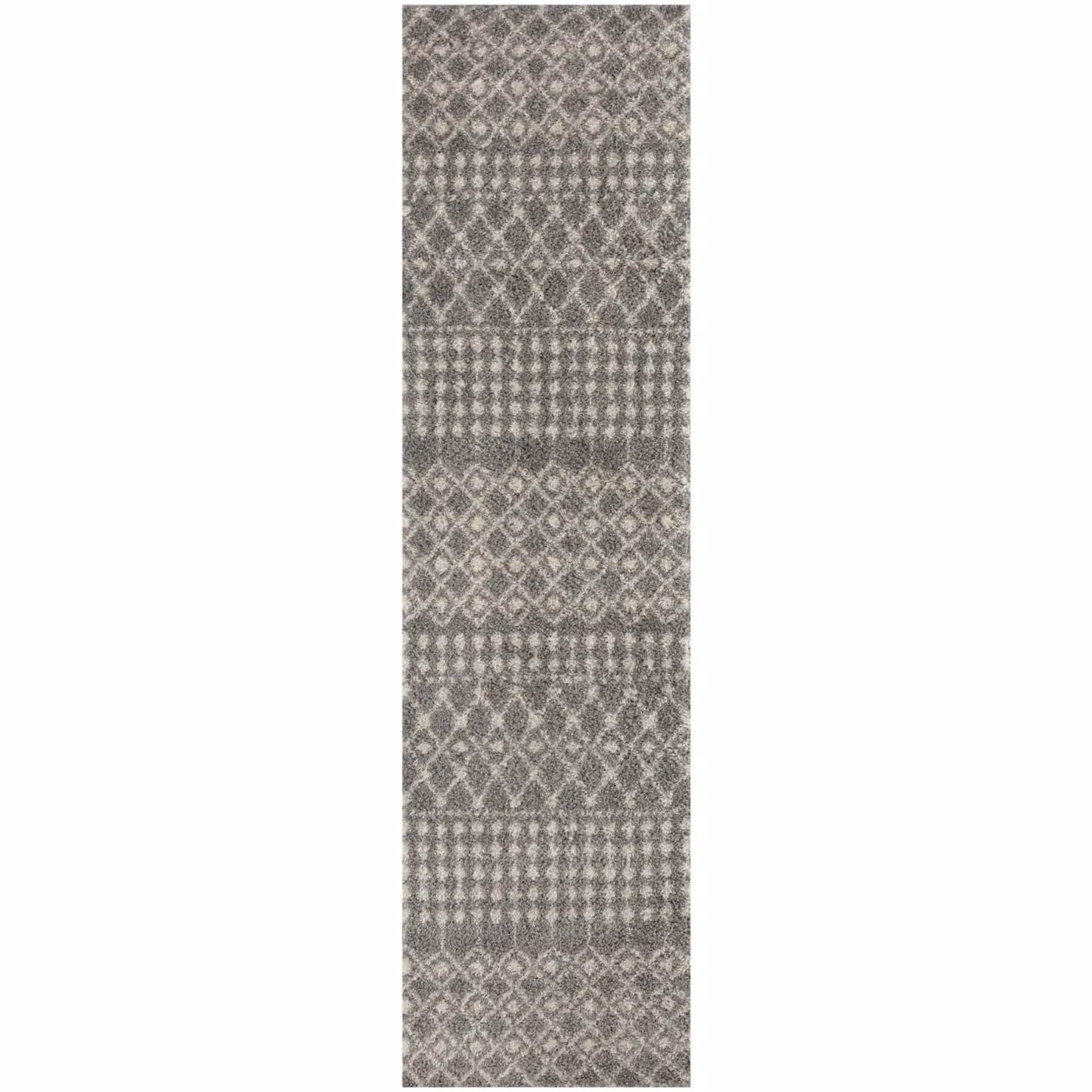 THE RUGS Moroccan Soft High Pile Shaggy Tribal Rug or Runner in Grey, W: 80 cm, L: 300 cm – 2