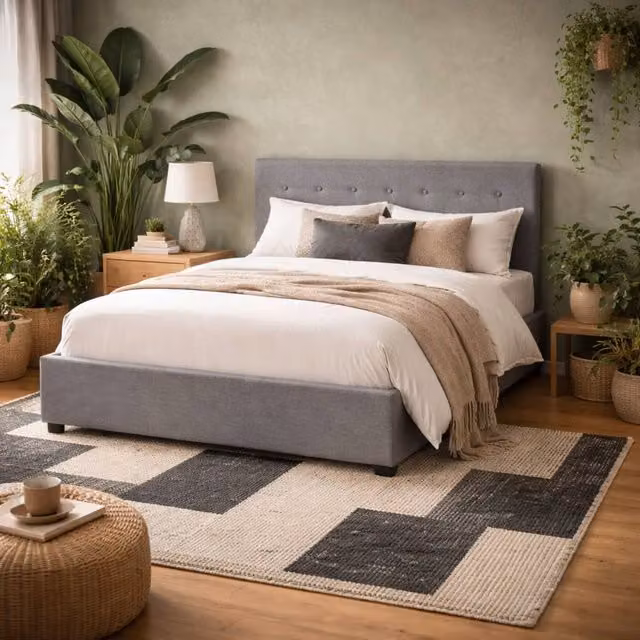 Wyld Haus Carrick King Size Storage Bed in Soft Grey Tufted Velvet, W/D/H: 180 x 200 x 113 cm – 1