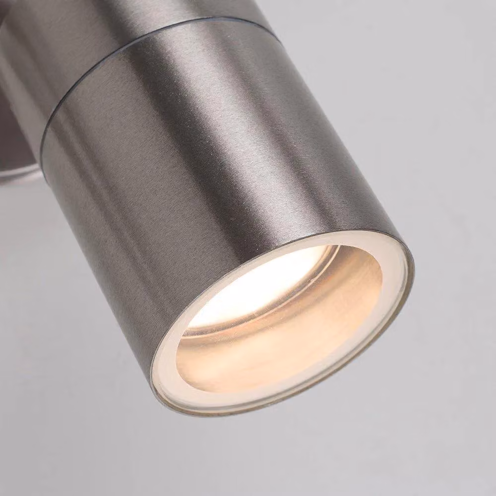 ValueLights Barrow Twin Silver Outdoor Wall Downlight in Stainless Steel – 3