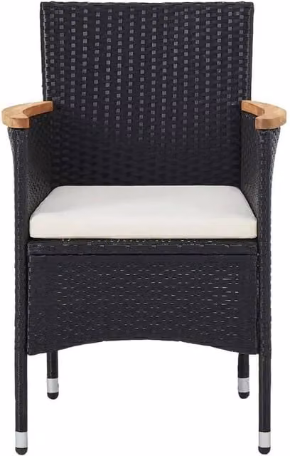 Berkfield Home Beautiful 5 Piece Garden Dining Set in Black Poly Rattan and Oiled Acacia Wood